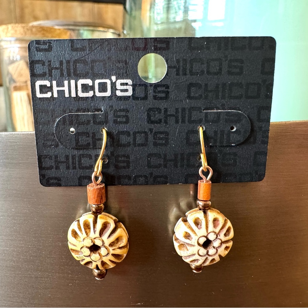 Chico’s Beaded Floral Boho Earrings